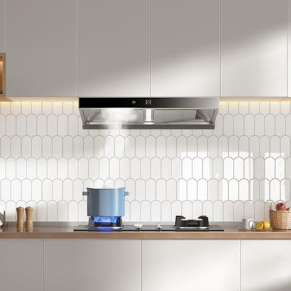 Vamos Tile Thicker Peel and Stick Backsplash Tile, White,10-Sheet - color: White with Grey Grout