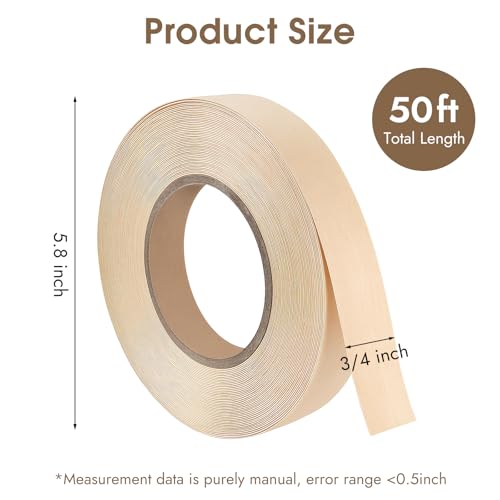 BEVTEE Wood Edge Banding 3/4 in × 50 ft, Iron on Birch Plywood Veneer Roll - color: wood, size: 3/4 inch x 50ft