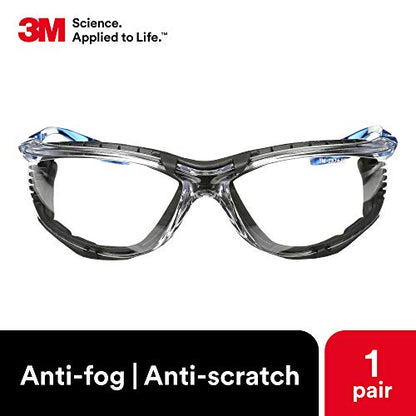 3M Safety Glasses, Virtua CCS, Anti-Fog Clear Lens, Blue Frame, ANSI Z87 - color: Clear Lens, Blue Frame With Foam Gasket, size: 1 Count (Pack of 1)