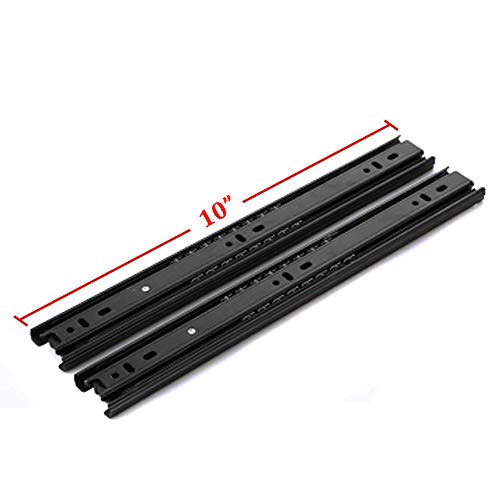 Drawer Slides 10 Inch Ball Bearing Full Extension 3 Section Slide Track Mounting Drawer Runners Slider for Cabinet Home Furniture, 2 Pack (Black 10 Inch) - size: 10 Inch