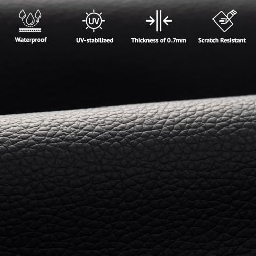 Faux Leather Fabric - Upholstery Fabric by the Yard - Waterproof Vinyl Fabric - PVC Leather Sheets for Upholstery, Sofa, Handbags, Boat, Car, Sewing & DIY Crafts - 36"x54", Black - color: Black, size: 1 Yard (54 x 36 inch)