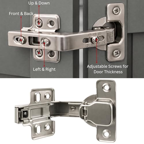 Berta (2+2) 135/165 Degree Hinges Combination, Full Overlay, 2-Cam 4-Way Adjustment, Concealed Frameless Lazy Susan/Bi Folding Cabinet Door Hinges Set with Screws (135 & 165 Degree Soft Close Hinges)