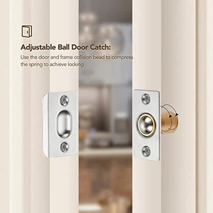 Ravinte Silver Door Ball Catch, Closet Door Latch Adjustable, 2 Pack - color: Silver