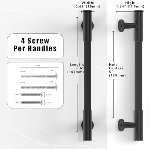 10 Pack Matte Black Cabinet Pulls 5 Inch(128mm) Kitchen Cabinet Handles Solid Heavy Duty Drawer Pulls - color: Matte Black, size: 5" Hole Center
