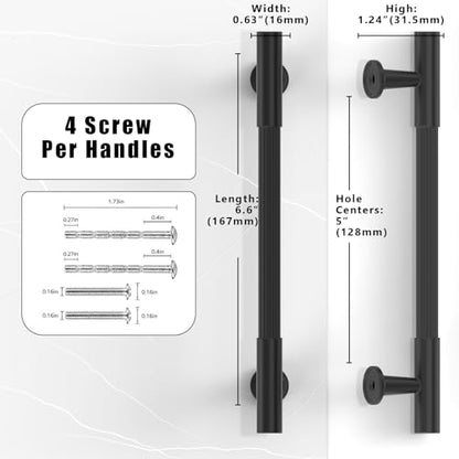 10 Pack Matte Black Cabinet Pulls 5 Inch(128mm) Kitchen Cabinet Handles Solid Heavy Duty Drawer Pulls - color: Matte Black, size: 5" Hole Center