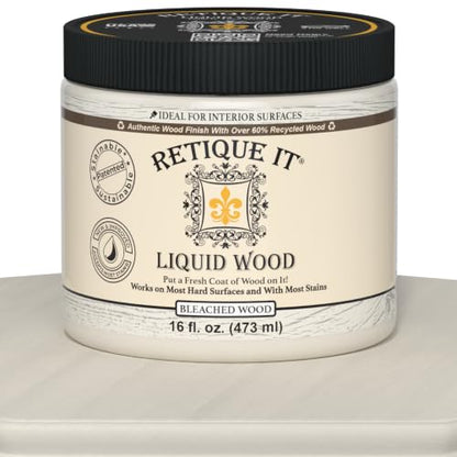 Retique It Liquid Wood - Real Wood Coating (16oz / Bleached) - color: 2 Bleached Wood, size: 16 Fl Oz (Pack of 1)