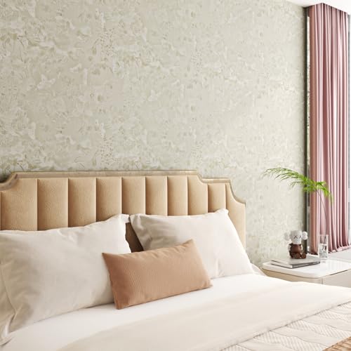 Embossed Wallpaper Peel and Stick 17.7"×236" Beige Wallpaper Textured Floral Wall Paper Peel and Stick for Girls Bedroom Embossed Beige Contact Paper for Cabinet Drawer Self Adhesive Vinyl - size: 17.7" x 236"