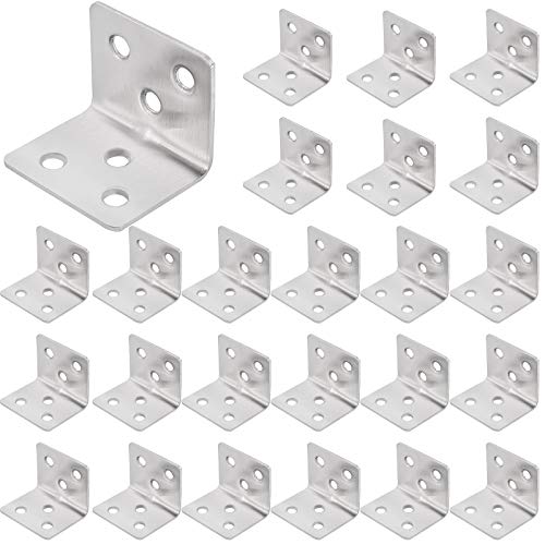 ZOENHOU 100 PCS 31 x 31 x 38 MM Corner Brace, Heavy Duty Stainless Steel Shelf Support L Shape Bracket, Angle Code Right Angle Brackets for Wood Furniture Fixation, 1.2 x 1.2 x 1.5 Inch - size: 100PCS 31 x 31 x 38mm Silver