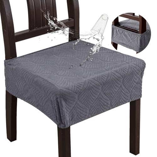 Waterproof Stretch Dining Chair Seat Covers, Set of 6 Dark Gray - color: Dark Gray, size: 16-20in-Rear-gapped