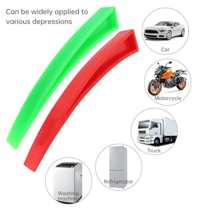 4PCS Window Curved Dent Repair Tools, Car Body Repair Plastic Wedge DIY Plastic Chisel Scraper Car Door Unlocking Kit, Red and Green Lacquer Free Dent Repair Tool