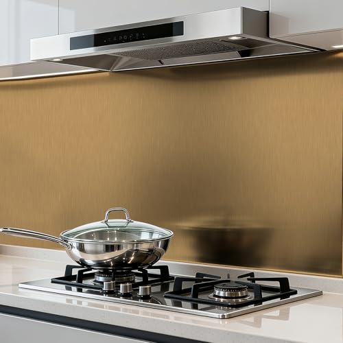 Dark Gold Stainless Steel Contact Paper for Countertops Cabinets - color: Dark Gold, size: 15.7" x 118"