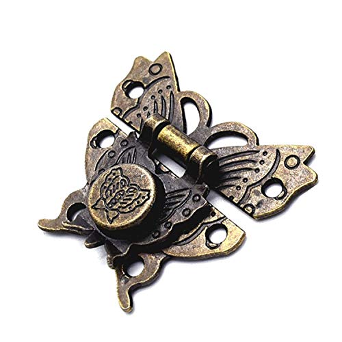ODETOJOY 1Pc Antique Bronze Butterfly Cabinet Latches Hasp Pad Lock Clasp for Jewelry Wooden Box Case Chest Retro Vintage Decorative Mini Latch for Toolbox Gift Box Suitcase with Screws - color: Antique