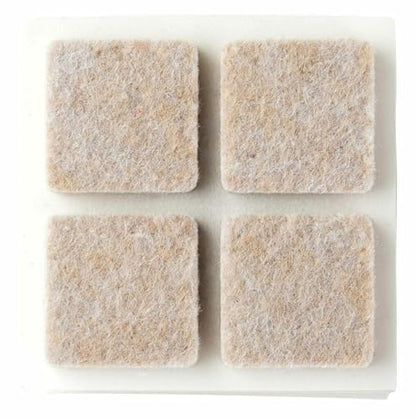 Scotch Felt Pads 16 PCS Beige, Felt Furniture Pads for Protecting Hardwood Floors, 1 x 1 in. Square, Easy-to-Apply, Self-Stick Design, Reliable Protection from Nicks, dents and Scratches (SP802-NA)