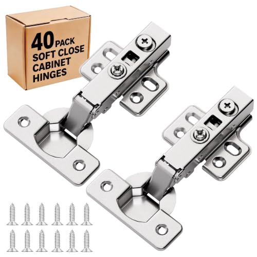 40Pcs Frameless Soft Close Full Overlay Cabinet Hinges - color: Full Overlay, size: 20 Pairs