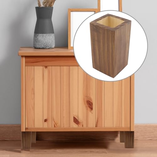 Retro Red Cuboid Pine Wooden Square Holes Furniture Riser 4Pcs - color: Retro Red, size: In dia 1.97"/H 3.94"