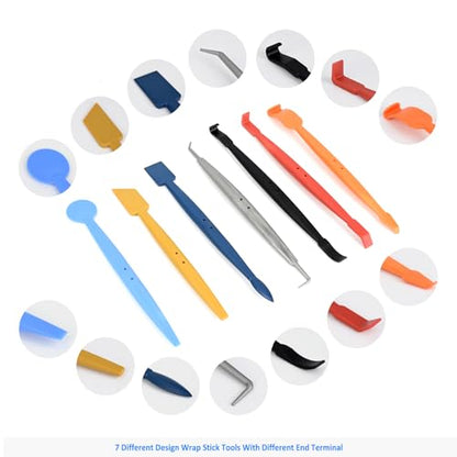 EHDIS Window Tinting Tool Kit: 7pcs Magnetic Vinyl Wrap Micro Stick Squeegee, 3pcs Hardness Squeegee, 2pcs PPF Tool for Car Vinyl Film Application