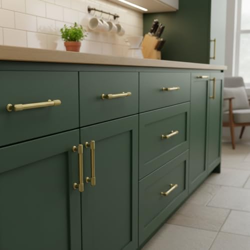 Alzassbg 5" Brushed Gold Cabinet Pulls and Handles 10 Pack, AL3017MGP - color: Brushed Gold, size: 5" Hole Center