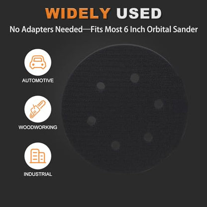 6-Inch 6-Hole Interface Pad: 5 Pack Hook & Loop Foam Sanding Discs Backing Pads Replacement for Random Orbital Sander,Soft Density Sponge Round Cushion Buffer - style: 6" 6-Hole Interface Pad