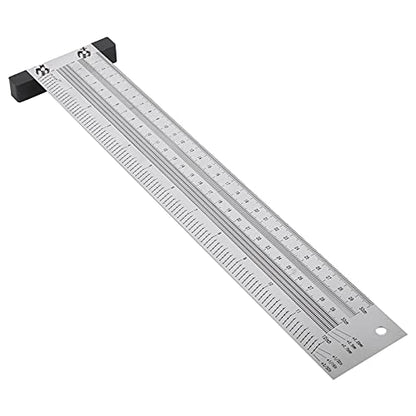Ultra Precision Marking T-Rule Hole Ruler Stainless Scribing Mark Carpenter Line Carpenter Measuring Tool(12 inches) - size: 12 inches