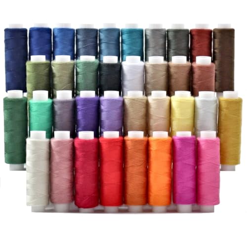 BlesSew Polyester Sewing Thread Set, 36 Sewing Machine Thread Spools, 150 Yards Each, Assorted Colors for Hand Sewing, Quilting, Mending, Crafts - color: Basic Colors