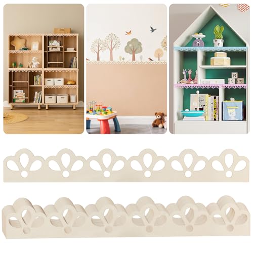 12 Pack Scallop Wood Trim, Floral Cutout Pattern Design, 15.75 x 2.17 inch - color: 15.75"x2.17" 12 Pack