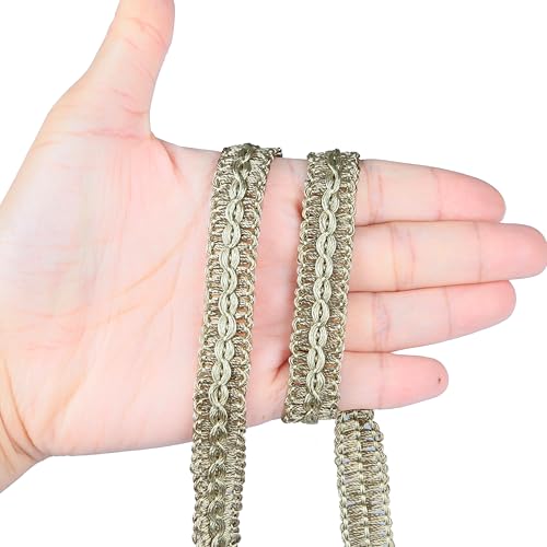 BEL AVENIR Gimp Braid Trim Cord 1.6 cm/0.63 inch Wide, 10 Yard Fabric Trim - color: Khaki