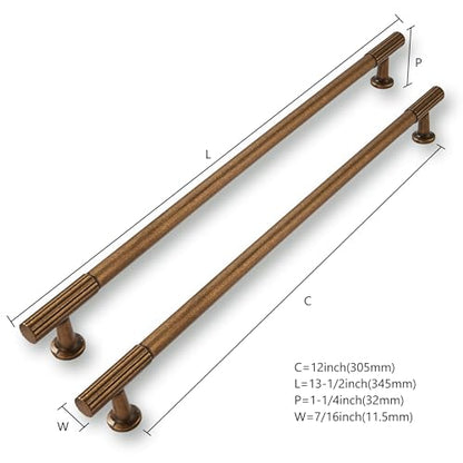 2 Pack 12 Inch(305mm) Hole Center Antique Brass Cabinet pulls Kitchen Handles Solid Heavy Duty Cabinet Pull Kitchen Hardware - color: Antique Brass, size: 12 Inch(305mm)Hole Center