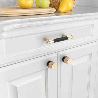 Asidrama 10 Pack 3.5 Inch(89mm) Matte Black and Gold Cabinet Pulls Knurled Cabinet Handles Cupboard Handles Kitchen Cabinet Hardware for Cupboard Drawer Pulls - color: Black-Gold, size: 3.5" Hole Center, style: 10 Pack