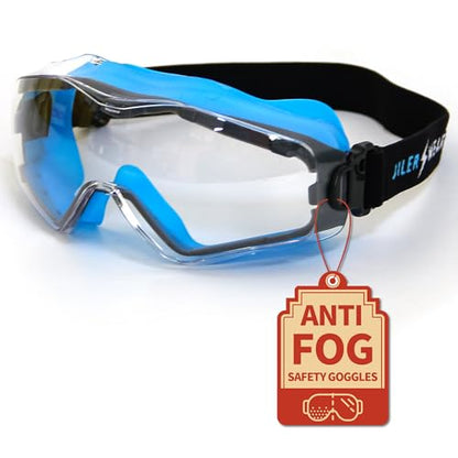 ANSI Z87.1 Safety Goggles, Anti-Fog Scratch-Resistant Eye Protection, Blue - style: Goggles Blue