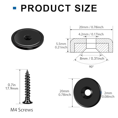 LOVIMAG Strong Magnets Heavy Duty Screw On Neodymium 30LBS Magnet 12 Pack - color: Black, size: 30lbx12Pack