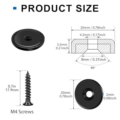 LOVIMAG Strong Magnets Heavy Duty Screw On Neodymium 30LBS Magnet 12 Pack - color: Black, size: 30lbx12Pack