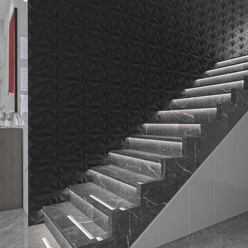 Art3dwallpanels 33 Pack 3D Wall Panels Diamond, Black, 12''x12'' - color: Black, size: 33 Pack