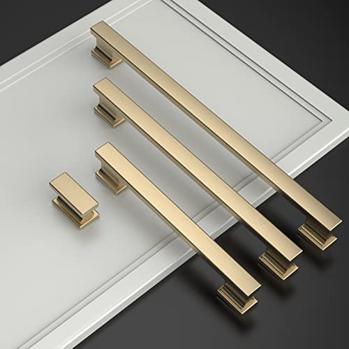 Asidrama 10 Pack Brushed Brass Kitchen Cabinet Knobs Dresser Knobs Drawer Knobs Cabinet Hardware Zinc Knobs for Dresser Drawers - color: Brushed Brass, style: 10 Pack