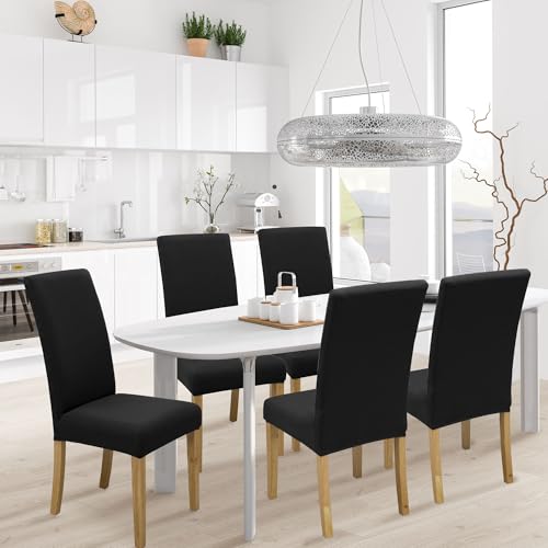 Dining Chair Covers, Stretch Seat Covers, Washable Furniture Protector - color: .Black, size: ‌Milk Silk