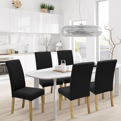 Dining Chair Covers, Stretch Seat Covers, Washable Furniture Protector - color: .Black, size: ‌Milk Silk