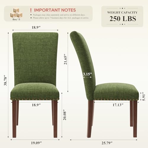COLAMY Upholstered Parsons Dining Chairs Set of 6 - color: F-green, size: Set of 6