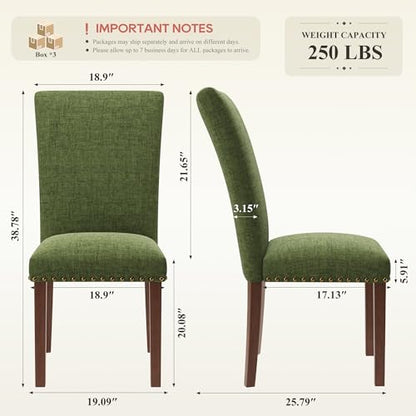 COLAMY Upholstered Parsons Dining Chairs Set of 6 - color: F-green, size: Set of 6