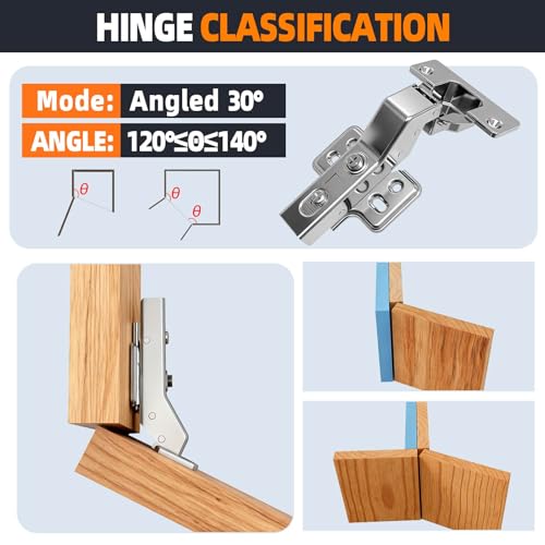 30° Cabinet Hinges Soft Close, 4-Pack Full Overlay Frameless - style: 30°