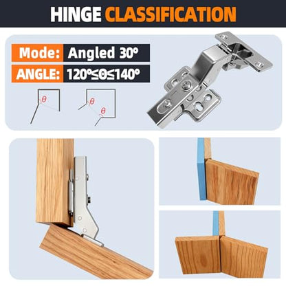 30° Cabinet Hinges Soft Close, 4-Pack Full Overlay Frameless - style: 30°