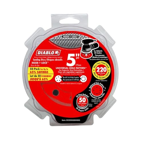 Diablo Hook and Lock ROS Sanding Discs - 5", 220 Grit, Ultra Fine, 50-Pack - style: 220-Grit, Ultra Fine - Pack of 50