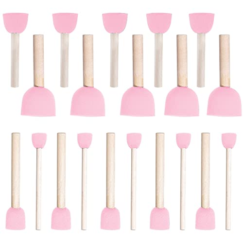 WAFJAMF 20 Pcs Round Sponges Brush Set 4 Sizes DIY Painting Tools - color: Pink