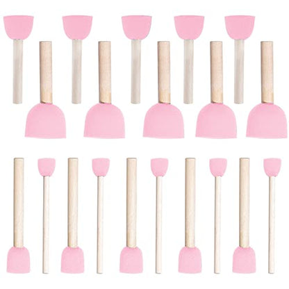 WAFJAMF 20 Pcs Round Sponges Brush Set 4 Sizes DIY Painting Tools - color: Pink