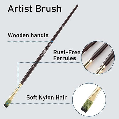 Falling in Art 9 PCS Long Handle Flat Brushes Set - style: Flat