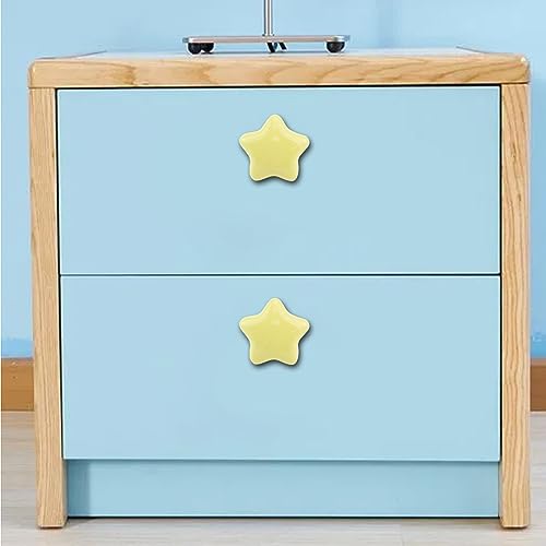 Dnyta 6 Pcs Star Shaped Ceramic Knobs Decorative Pulls Glossy Ceramic Pulls - style: Yellow,Star Shaped