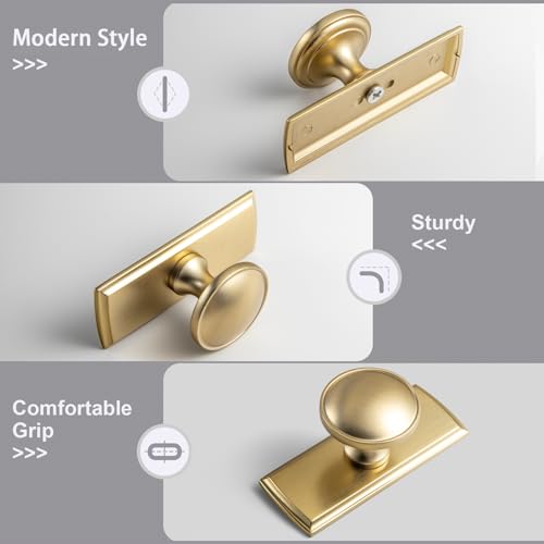 6Pack Champagne Bronze Cabinet Knobs with Backplate Drawer knobs - color: Champagne Bronze, style: Escutcheon