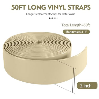 LukLoy 2" Wide 50ft Long Vinyl Straps for Patio Chairs Repairs, Driftwood - color: Driftwood