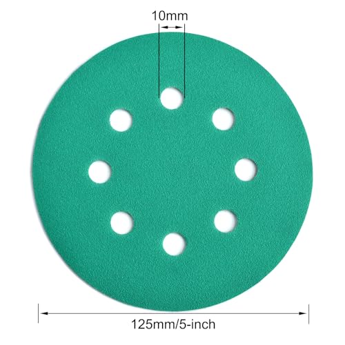 5-Inch 8-Hole Wet Dry Sanding Discs 180 Grit Sandpaper, 50-Pack