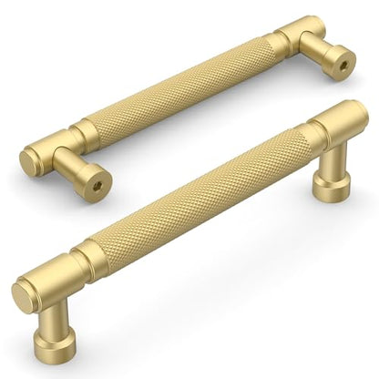 Amerdeco 10 Pack Brushed Gold knurled Cabinet Pulls 6.3" - color: Brushed Gold, size: 6.3" hole center