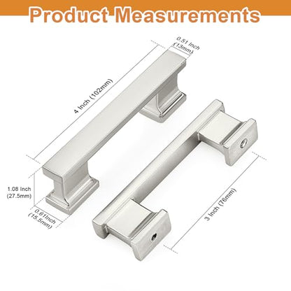 Probrico 10 Pack Brushed Nickel Cabinet Pulls 3 Inch(76mm) Hole Center, Satin Nickel Kitchen Cabinet Hardware, Dresser Drawer Pulls for Cabinet Kitchen Cupboard - color: Brushed Nickel, size: 3 inch hole center