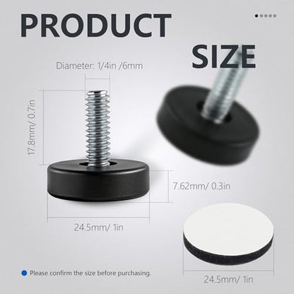 BDS-Home 28pcs 1/4" Thread Furniture Leveling Feet with PP Base - color: No Screws
